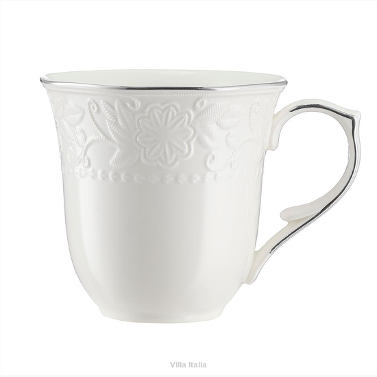 Kubek porcelanowy retro z platynową obwódką
