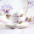 stylowy zestaw filiżanek porcelanowych białych ręcznie malowanych złotem