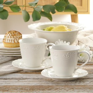 Serwis obiadowo kawowy na 6 osób porcelanowy OLIMPIA