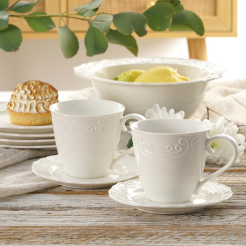 Serwis obiadowo kawowy na 6 osób porcelanowy OLIMPIA
