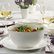 duża miska na sałatkę z porcelany, z platynową obwódką
