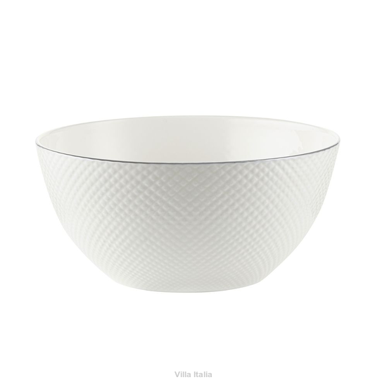 duża miska na sałatkę z porcelany, z platynową obwódką
