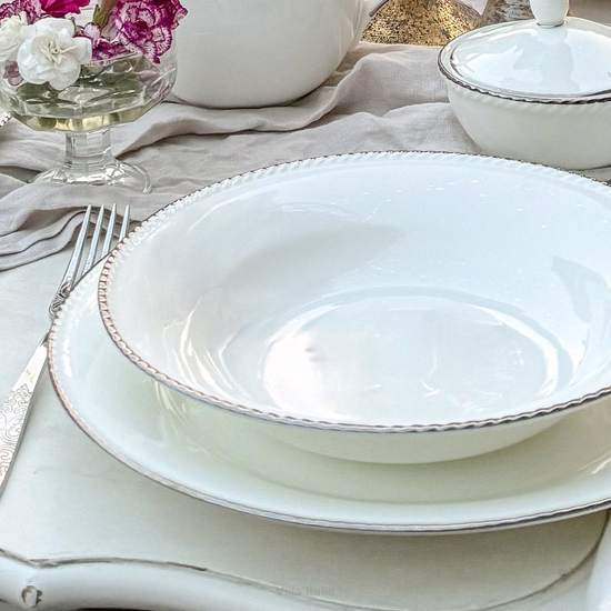 komplet talerzy obiadowych z porcelany kostnej