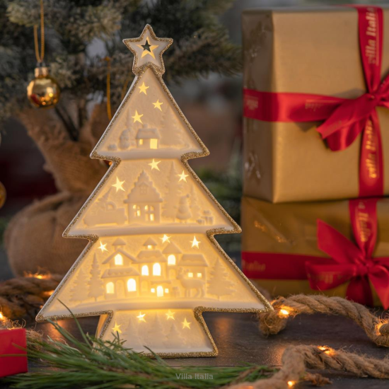 Lampion porcelanowy CHRISTMAS - LED Choinka