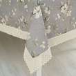 Obrus 140 x 260 cm FLOWERS szary z koronką 1