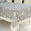 Obrus 140 x 260 cm FLOWERS szary z koronką 2