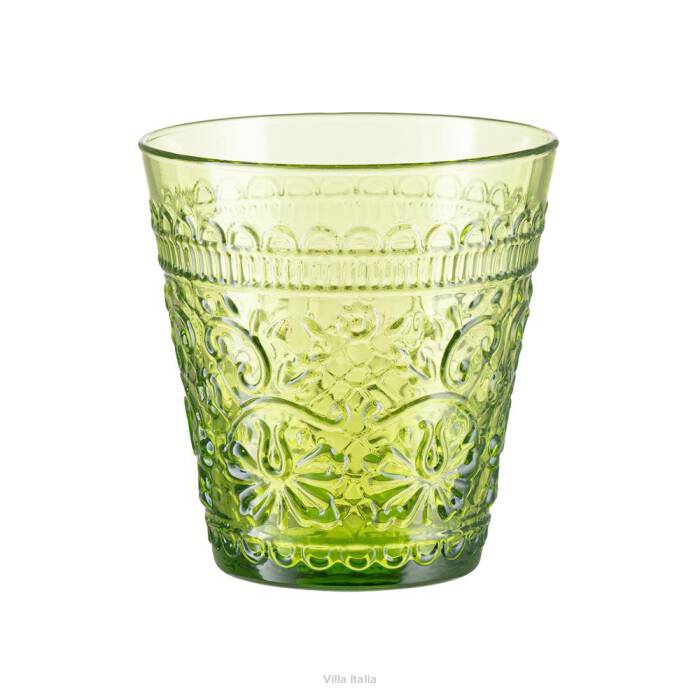 Szklanka zielona z wytłaczanym wzorem