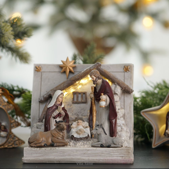 Szopka bożonarodzeniowa Biblia LED 15 cm HOLY FAMILY