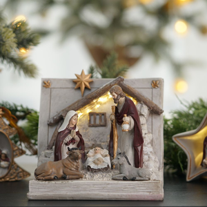 Szopka bożonarodzeniowa Biblia LED 15 cm HOLY FAMILY