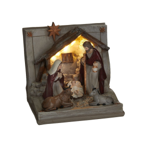 Szopka bożonarodzeniowa Biblia LED 15 cm HOLY FAMILY