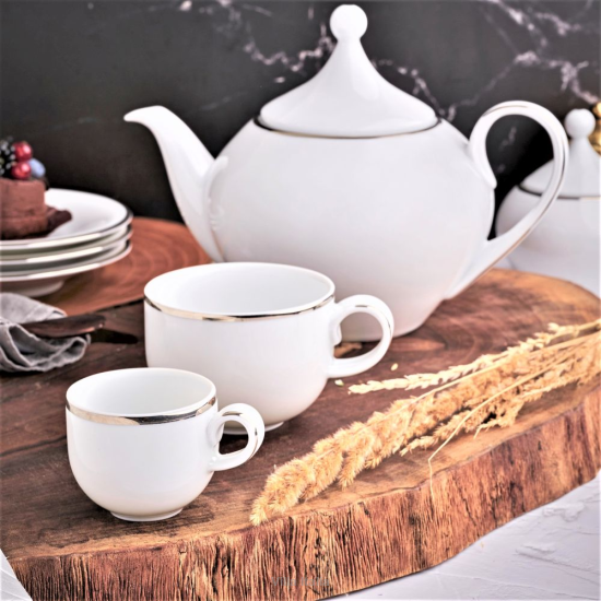 Serwis do herbaty porcelanowy na 12 osób HATTY PLATIN 