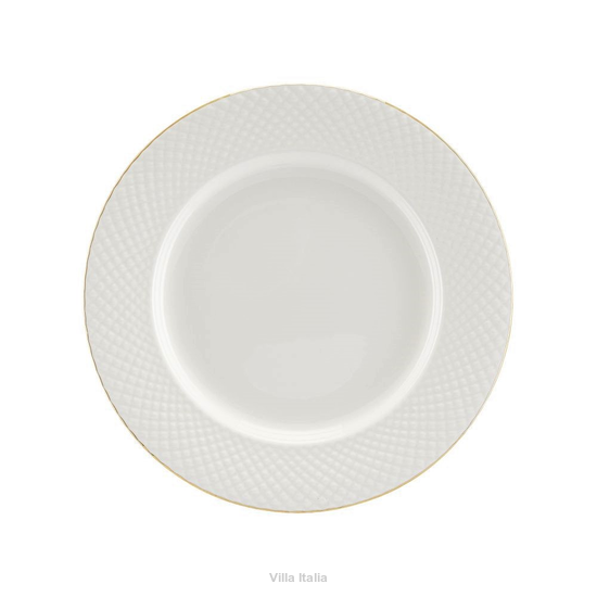 Talerzyk do ciasta z porcelany kostnej ze złotą linią