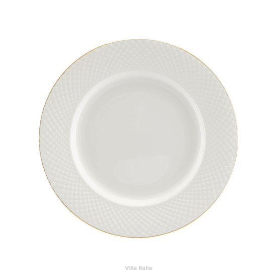 Talerzyk do ciasta z porcelany kostnej ze złotą linią