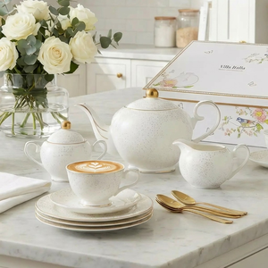 Serwis do herbaty na 6 osób porcelanowy Zestaw prezentowy SUNSET