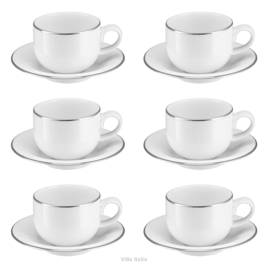 Komplet filiżanek porcelanowych 230 ml 6 sztuk PLUS PLATIN