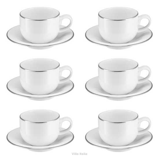 Komplet filiżanek porcelanowych 230 ml 6 sztuk PLUS PLATIN