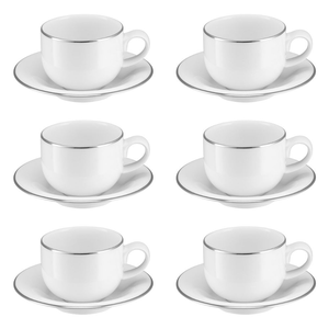 Komplet filiżanek porcelanowych 230 ml 6 sztuk PLUS PLATIN