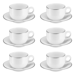 Komplet filiżanek porcelanowych 230 ml 6 sztuk PLUS PLATIN