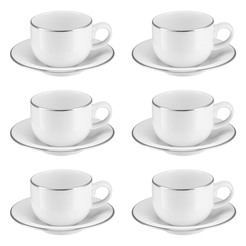 Komplet filiżanek porcelanowych 230 ml 6 sztuk PLUS PLATIN