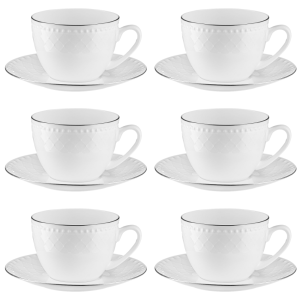 Komplet filiżanek porcelanowych 250 ml 6 sztuk ROMA PLATIN