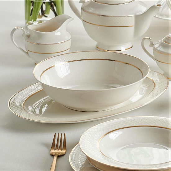 Serwis obiadowo kawowy porcelanowy na 6 osób CELINE