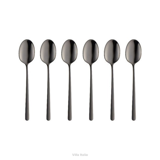 komplet 6 sztuk czarnych łyżeczek do herbaty