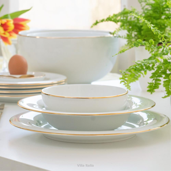 Serwis obiadowo kawowy na 12 osób porcelanowy PLUS GOLD