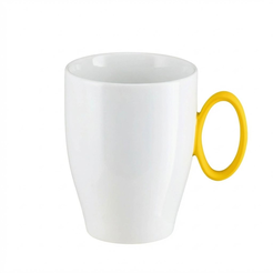 Kubek porcelanowy 350 ml z żółtym uchem SUNNY