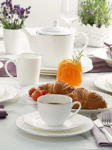 Serwis kawowy porcelanowy na 6 osób BARI PLATIN