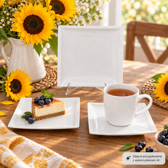 Elegancki serwis porcelanowy dla 1 osoby- wizualizacja AI