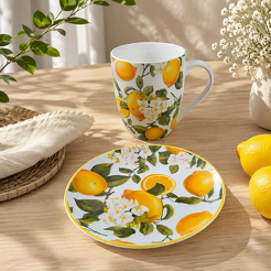 Kubek porcelanowy 300ml z talerzykiem deserowym 15 cm  UNICO 37