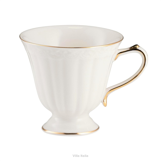 Filiżanka do kawy z kremowej porcelany ze złotem