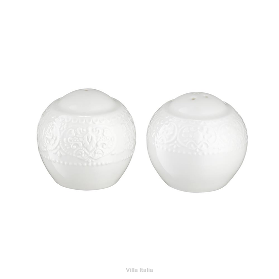 Białe porcelanowe pojemniki na sól i pieprz do eleganckiego stołu