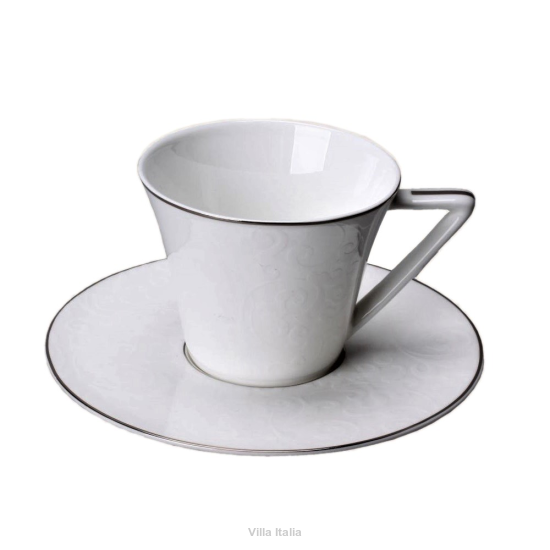 Filiżanka do herbaty porcelanowa 200 ml ze spodkiem MUREN platin