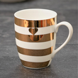 kubek porcelanowy w biało-złote pasy z serduszkiem 310ml Villa Italia