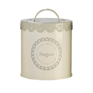Pojemnik puszka na cukier metalowy okragły wysość 12 cm SUNWAY
