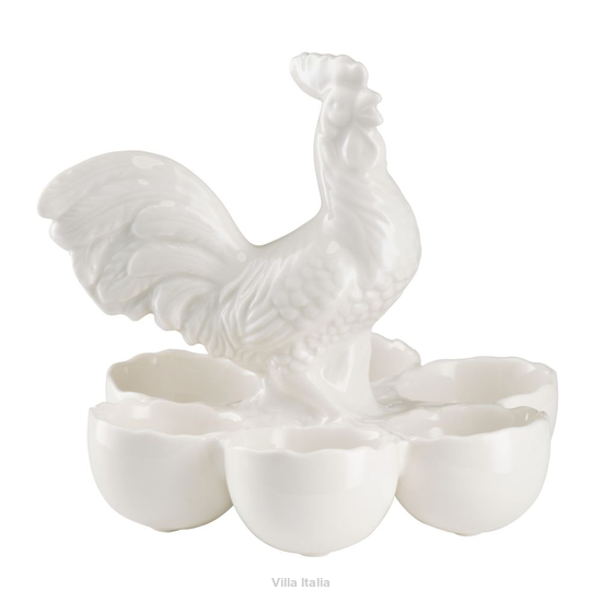Podstawka porcelanowa na 6 jajek z kogutkiem CLARA