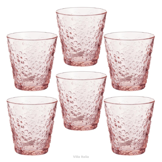 Komplet szklanek różowych 270 ml 6 sztuk RENEE