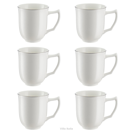 Komplet kubków porcelanowych 300 ml 6 sztuk COMO PLATIN