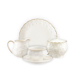Serwis do herbaty na 6 osób porcelanowy FIORELLA