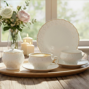 Serwis do herbaty na 6 osób porcelanowy FIORELLA