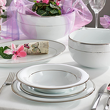 serwis porcelanowy zdobiony platynowymi paskami
