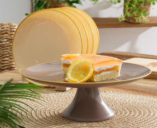 Patera na ciasto szklana 28 cm FIBER Beige