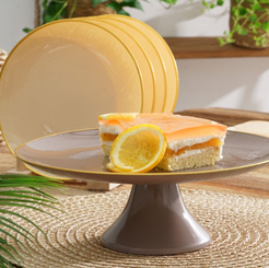 Patera na ciasto szklana 28 cm FIBER Beige