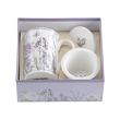 Kubek porcelanowy w kwiaty z zaparzaczem na prezent