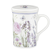 Kubek porcelanowy w kwiaty z zaparzaczem na prezent