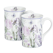 zestaw dwóch kubków porcelanowych w kwiaty w pudełku prezentowym