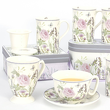 seria kubków i filiżanek porcelanowych w kwiaty na prezent
