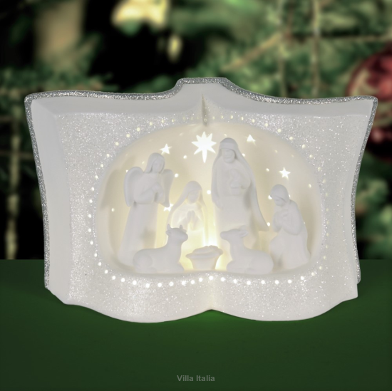 Lampion porcelanowy CHRISTMAS - LED bożonarodzeniowa szopka