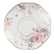 elegancki porcelanowy talerzyk w kwiatki biały